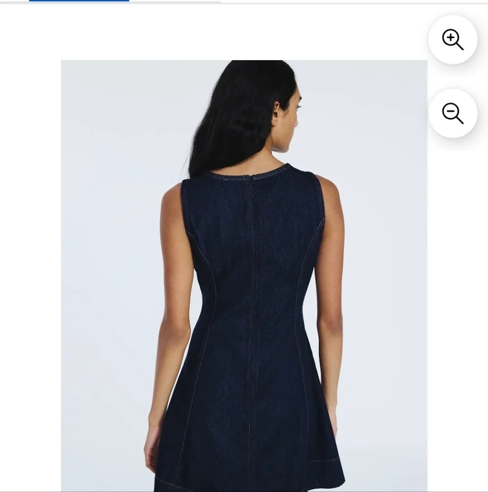 Free Assembly NEW Denim Mini Dress Gold Buttons 100% Cotton Dark Indigo - Picture 4 of 10